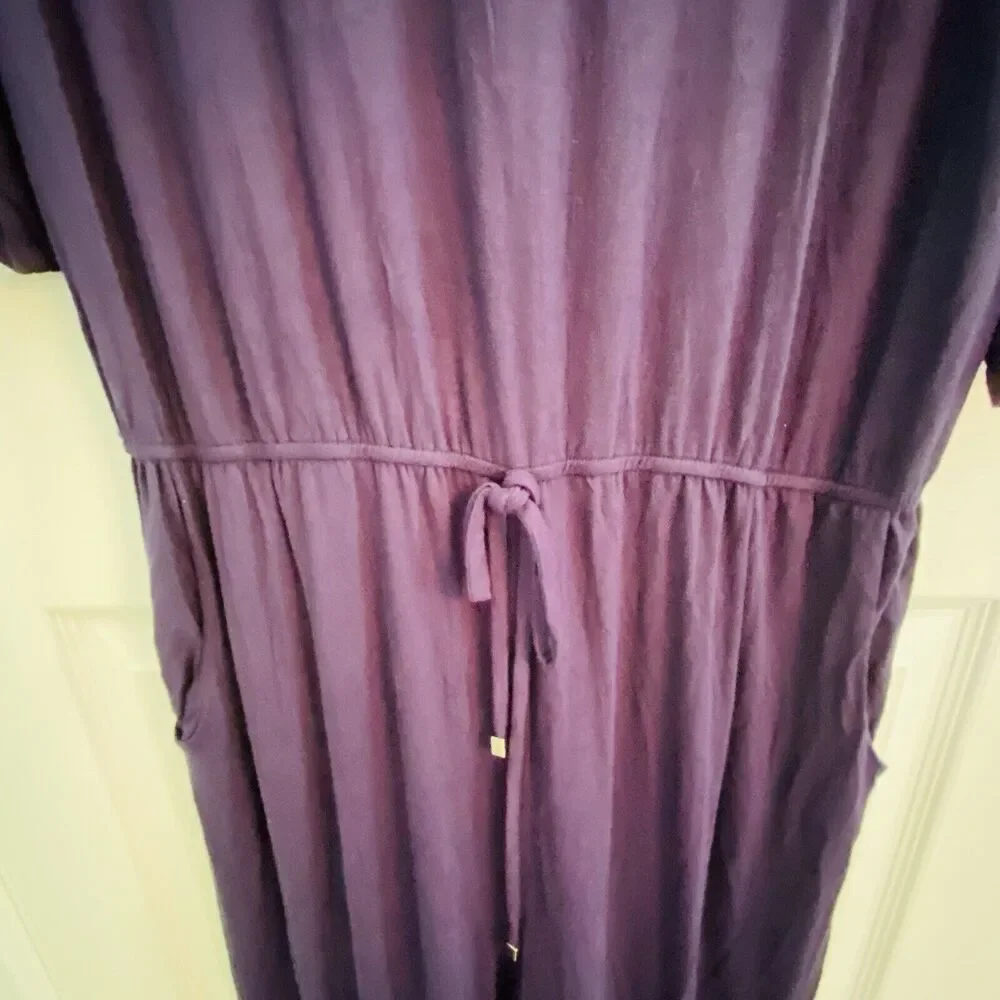 Annabelle 3/4 Sleeve Gathered Waist Navy Knit Jumpsuit with Keyhole Back Lge NWT